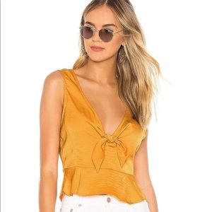 NWT BCBGeneration Autumn Knotted Peplum Top in Mustard